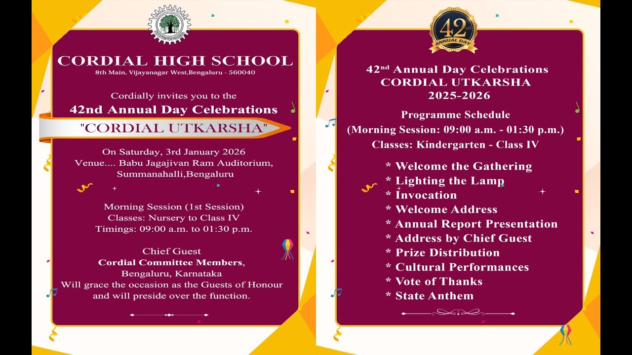 Cordial Utkarsha | 42nd Annual Day Celebrations | Cordial High School | 3rd Jan 2026