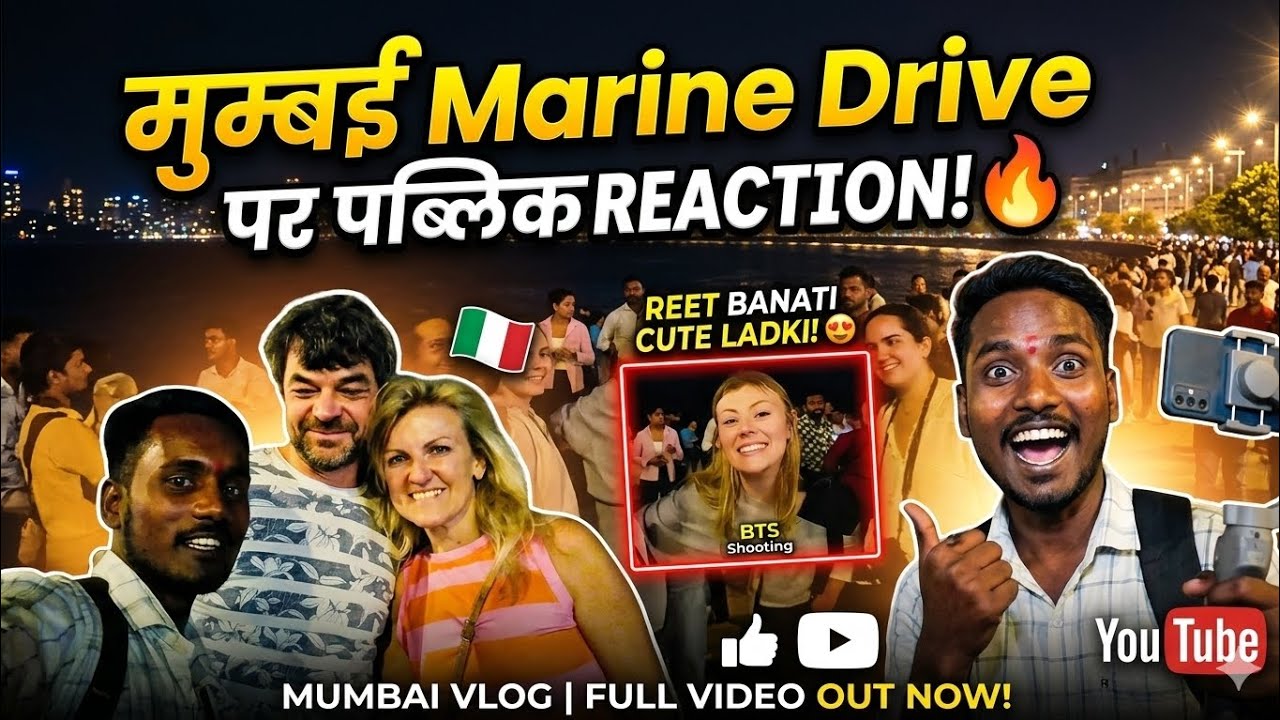 Mumbai Marine Drive ki Shaam: Foreigners aur Local Public ka Zabardast Reaction! 😍 #mumbaivlog 