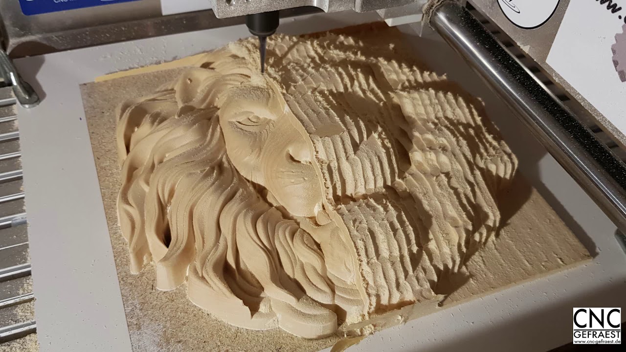 L&ouml;we Lion CNC fr&auml;sen DIY Relief Holzfr&auml;sen Wood milling DIY #cnc #diy #woodcarving #artwork