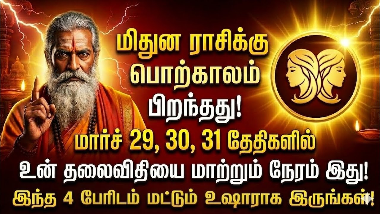 🟢மிதுன ராசி: மார்ச் 29, 30, 31 தேதிகளில் உங்கள் தலைவிதியை மாற்றும் நேரம் இது! | Mithuna Rasi Palan 