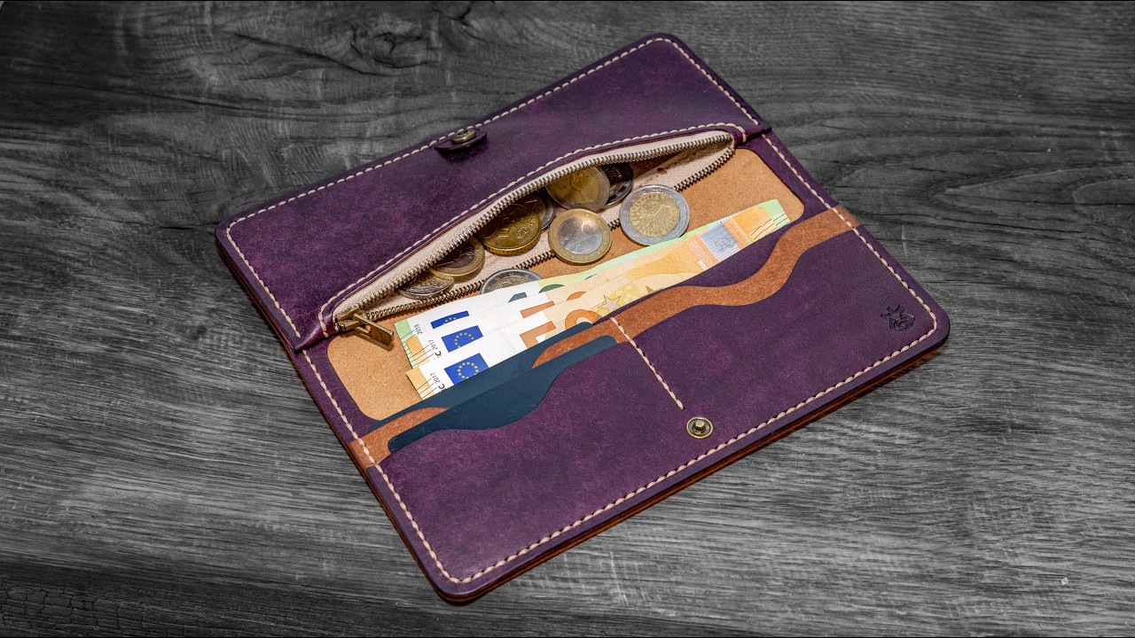 Making leather Long Wallet 💵💳 [PDF Pattern] #asmrcrafts