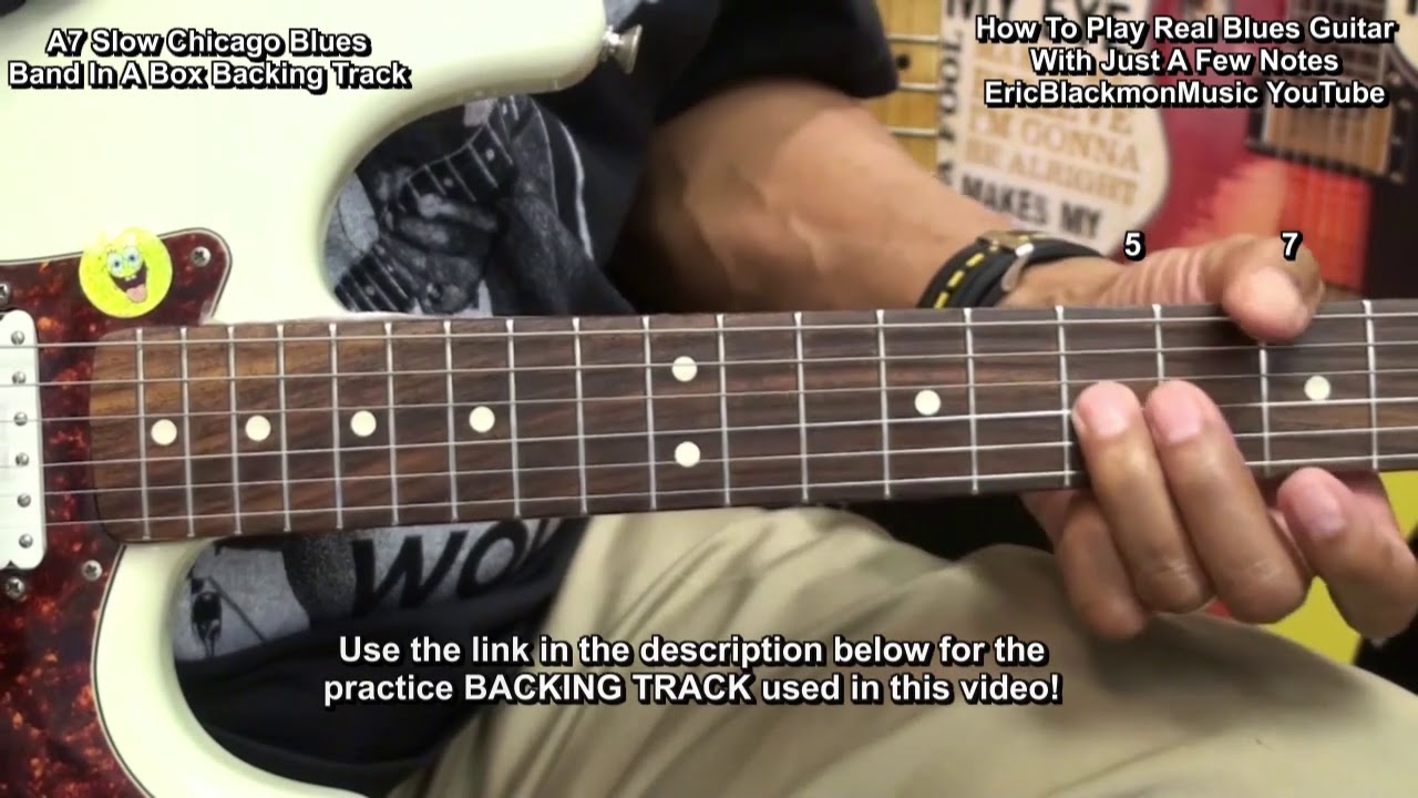 How To Play  SLOW A7 BLUES Guitar Solo With 4 NOTES @EricBlackmonGuitar