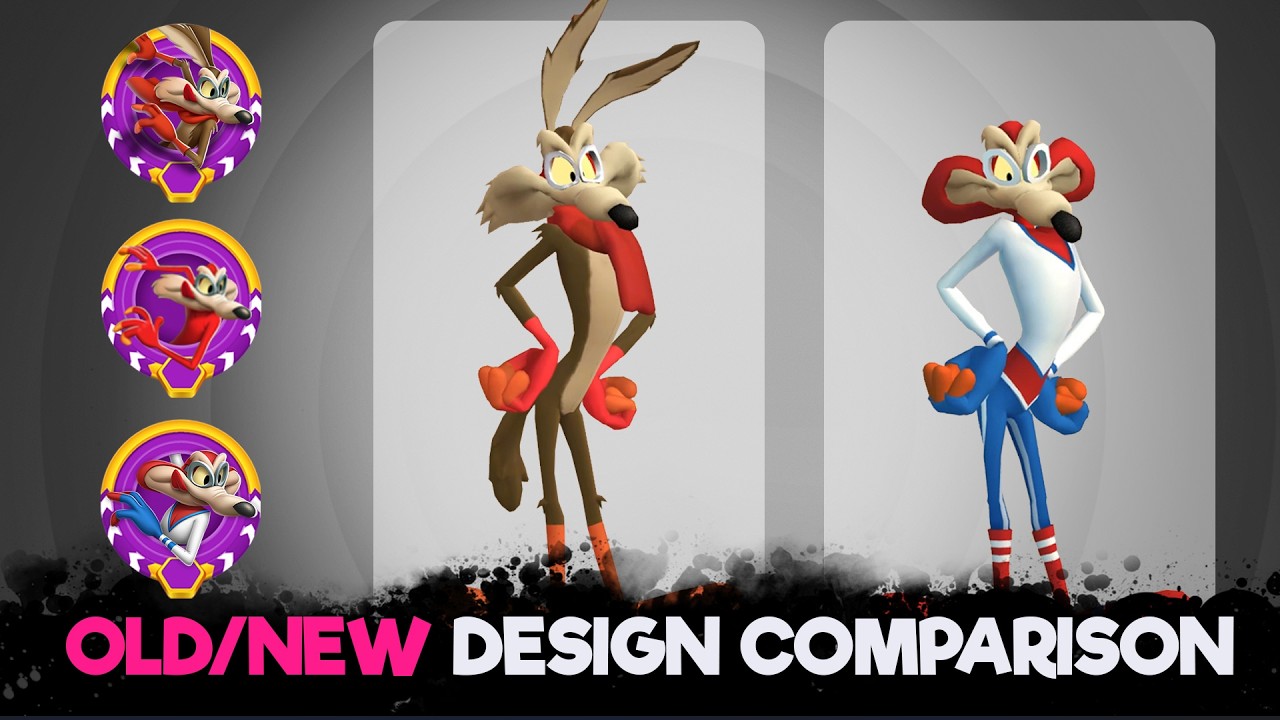 OLD-NEW DESIGN Comparison - Speedskater Coyote I Looney Tunes World of Mayhem