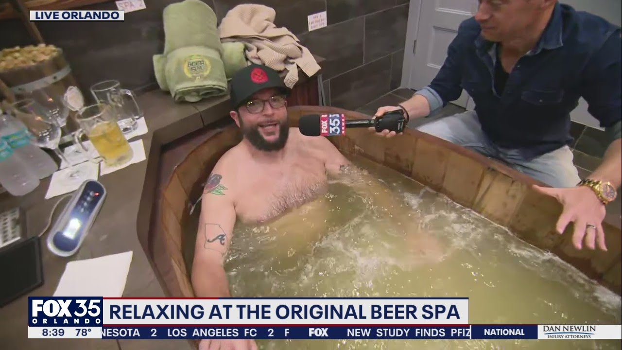 Relaxing at the original beer spa