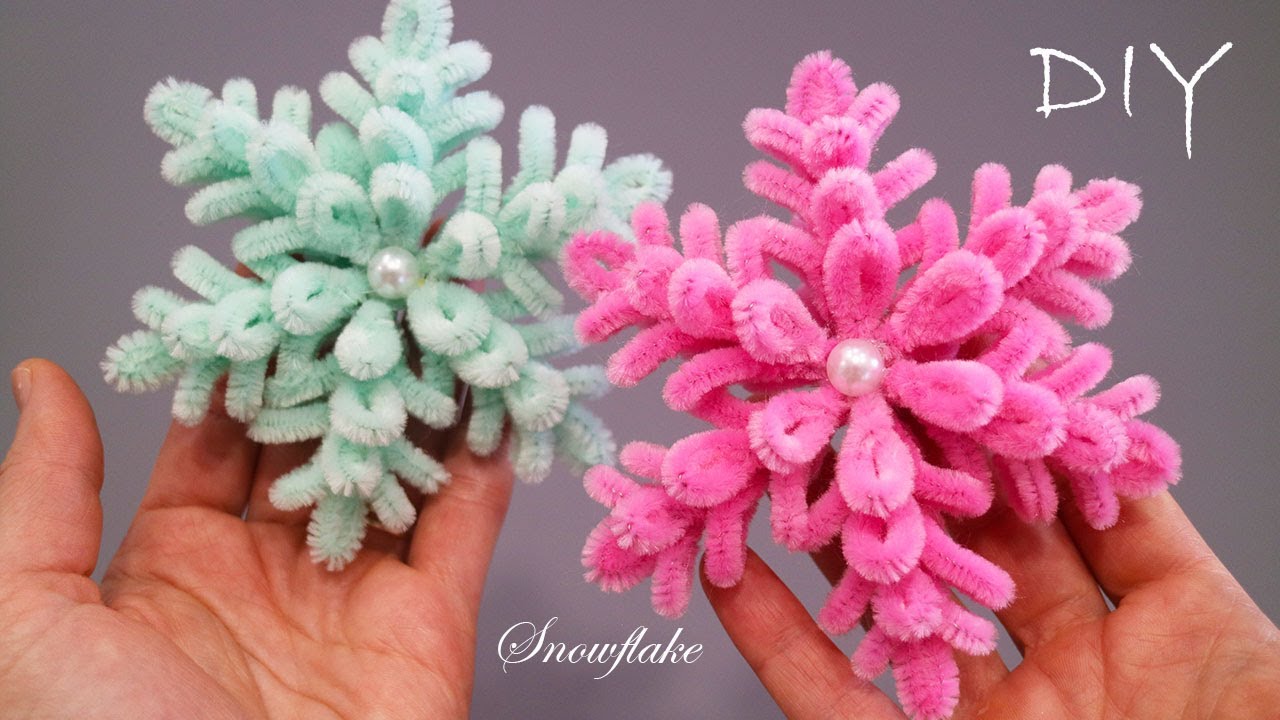 ❄️VERY BEAUTIFUL❄️ FLUFFY SNOWFLAKE❄️ made of pipe cleaner❄️ DIY