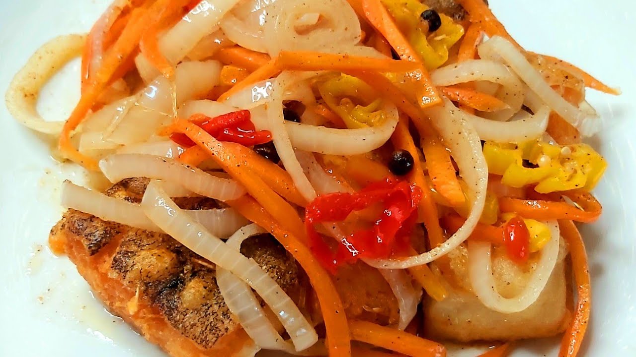 Escovitch saltfish /cod fish Jamaican style (street food)