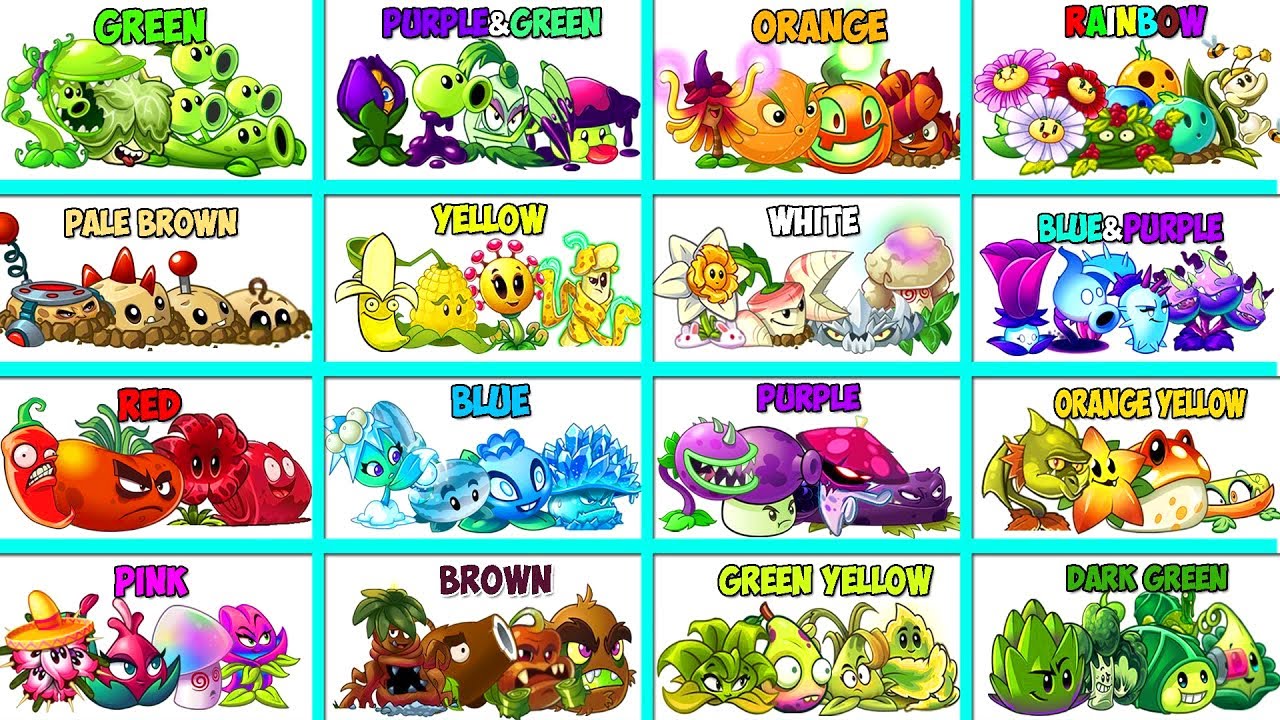 Random 20 COLORFUL Team Plant Battlez - Who Will Win? - PvZ 2 Gameplay