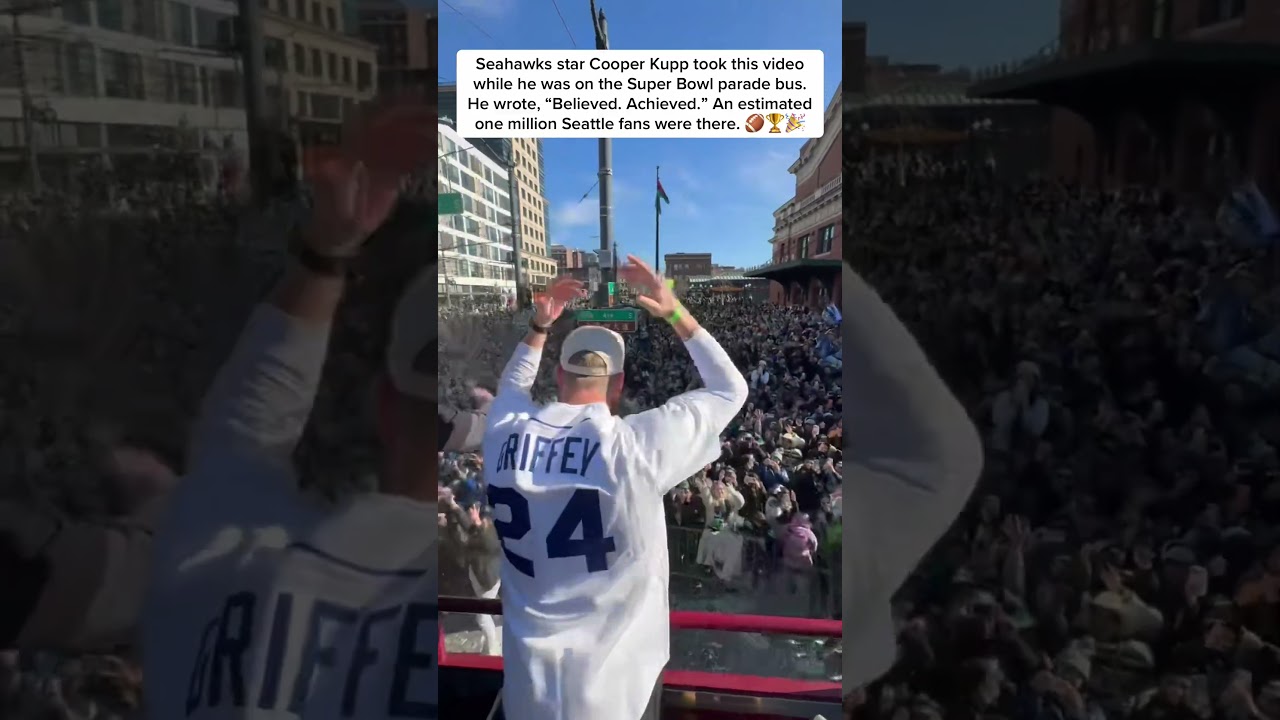 Seahawks star Cooper Kupp took this video while he was on the Super Bowl parade bus #football #nfl