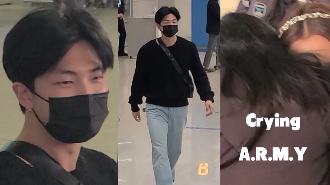 BTS RM Arrival from Barcelona | Crying A.R.M.Y | Fans 