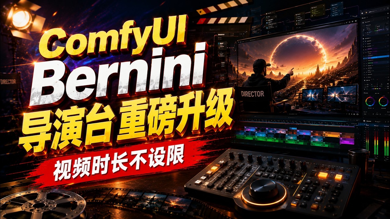 ComfyUI-Bernini导演台重磅升级：视频长度不设限，自定义运行分段视频、输出声音！
