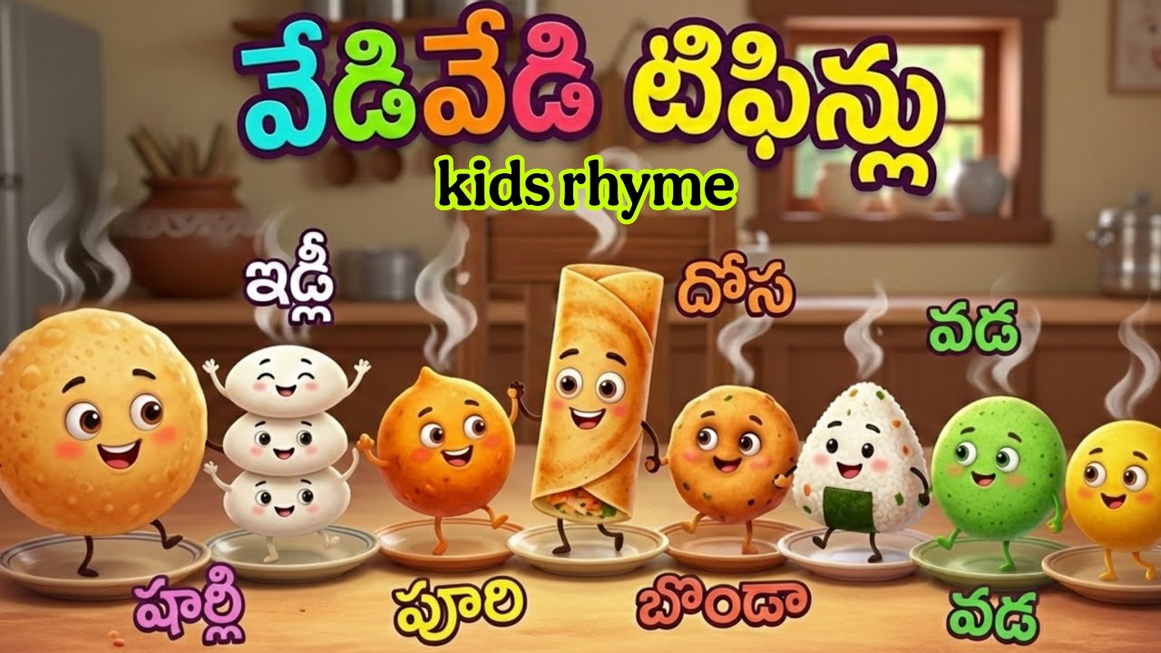 ఇడ్లీ, దోశ, వడ ఫన్నీ పాట 😋 | Tiffins Funny Rhyme for Kids | LearnMoreEasy | rhymes in telugu | kids