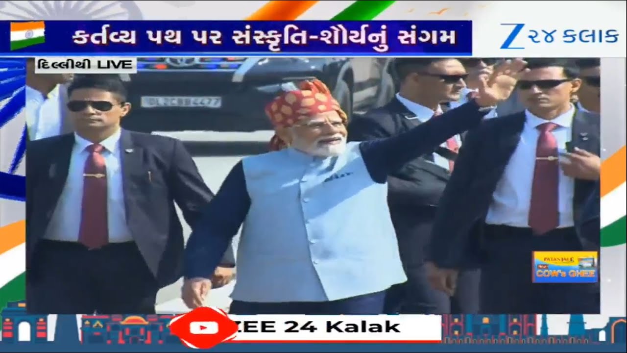 Prime Minister Narendra Modi greets people at Kartavya Path as Republic Day parade concludes