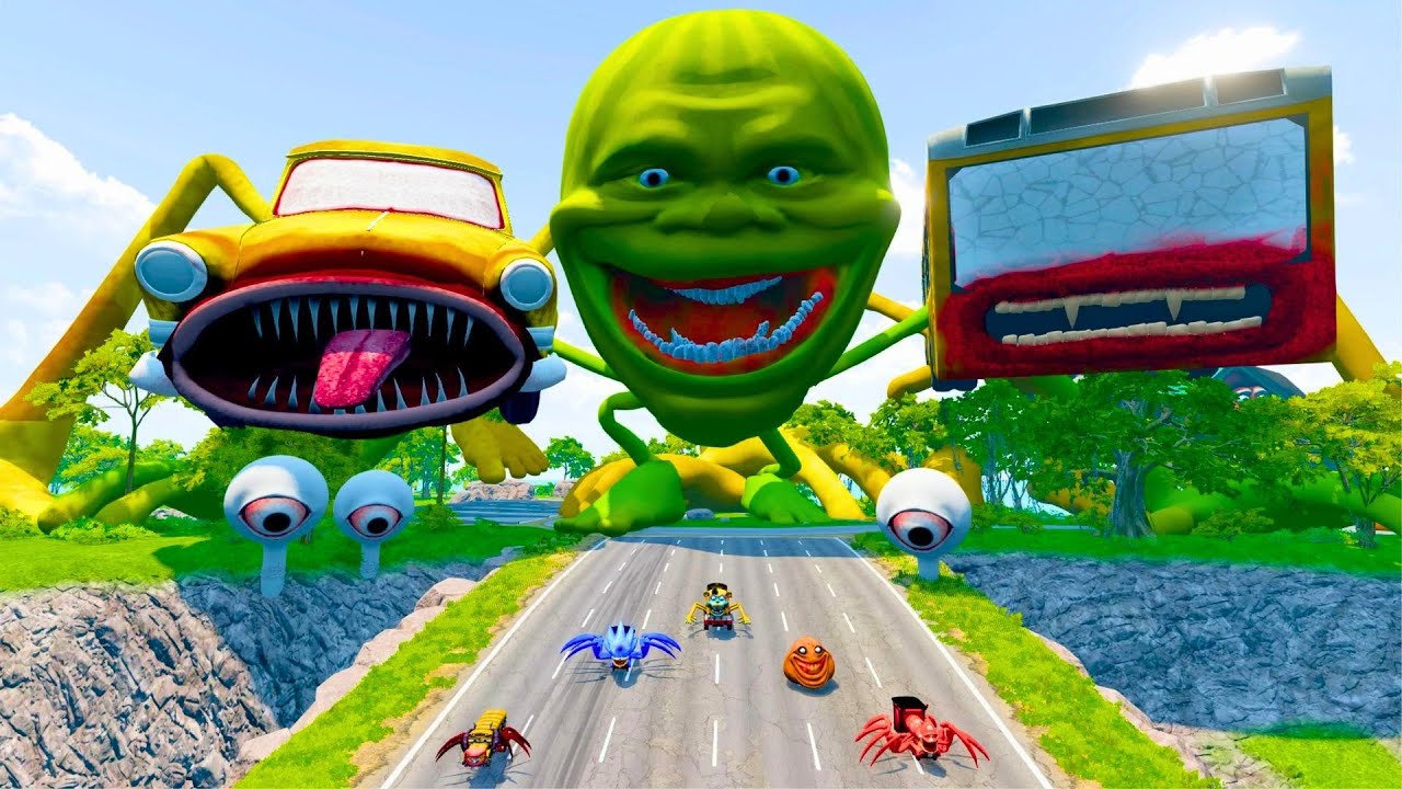 ALL MONSTERS Big & Small Cars with CURSED LIN GANG MELON & BUS EATER & CAR EATER – BeamNG Drive
