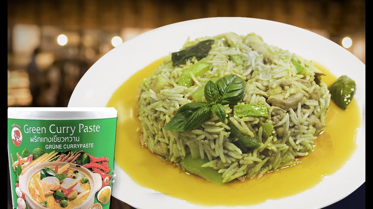 Зеленый жареный рис (Таиланд). Green curry с рисом, курицей и овощами всего за 15 минут
