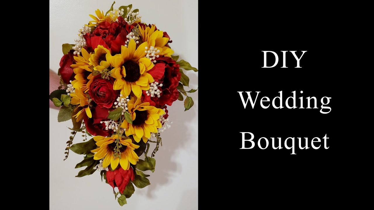 DIY - Wedding Bouquet Sunflower and Roses Cascade