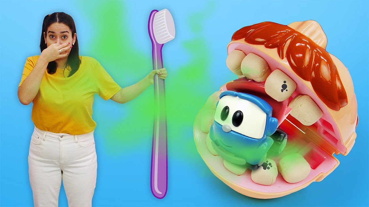 Spielspaß mit Leo dem Lastwagen. Wir putzen die Zähne. Spielzeug Video für Kinder