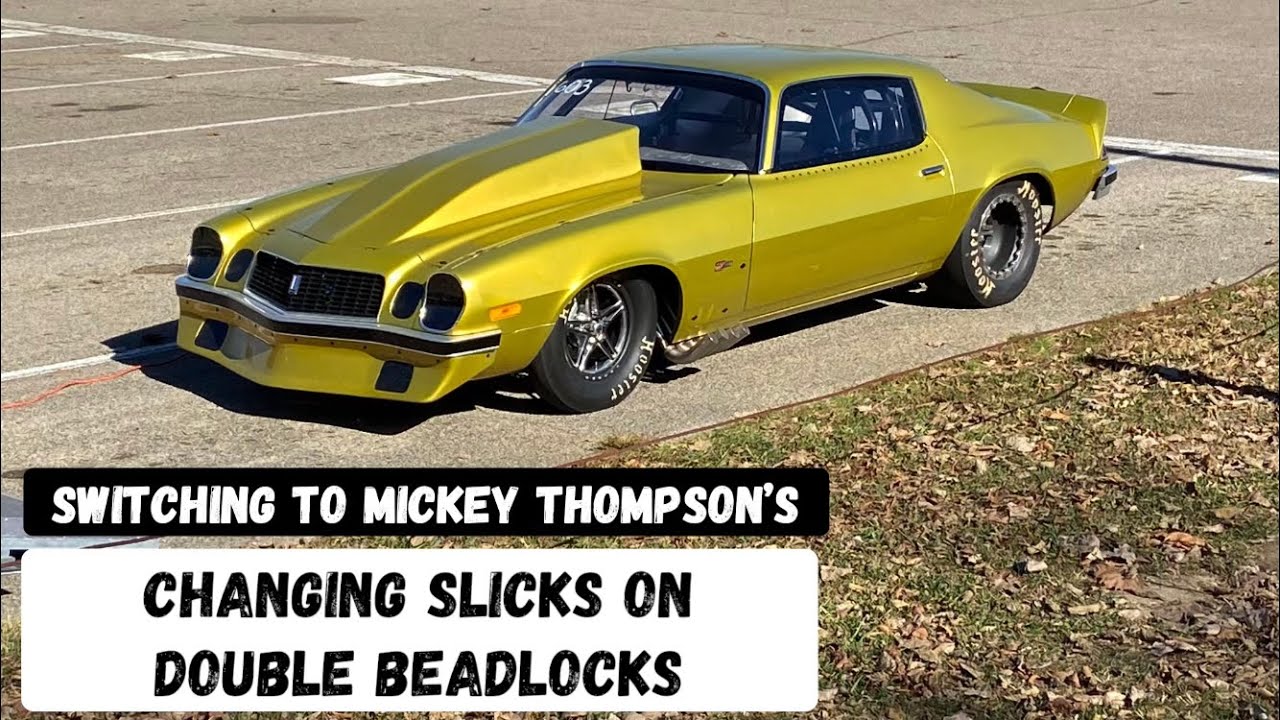 Changing slicks and balancing wheels with double beadlocks. Camaro gets some Mickey Thompson’s.