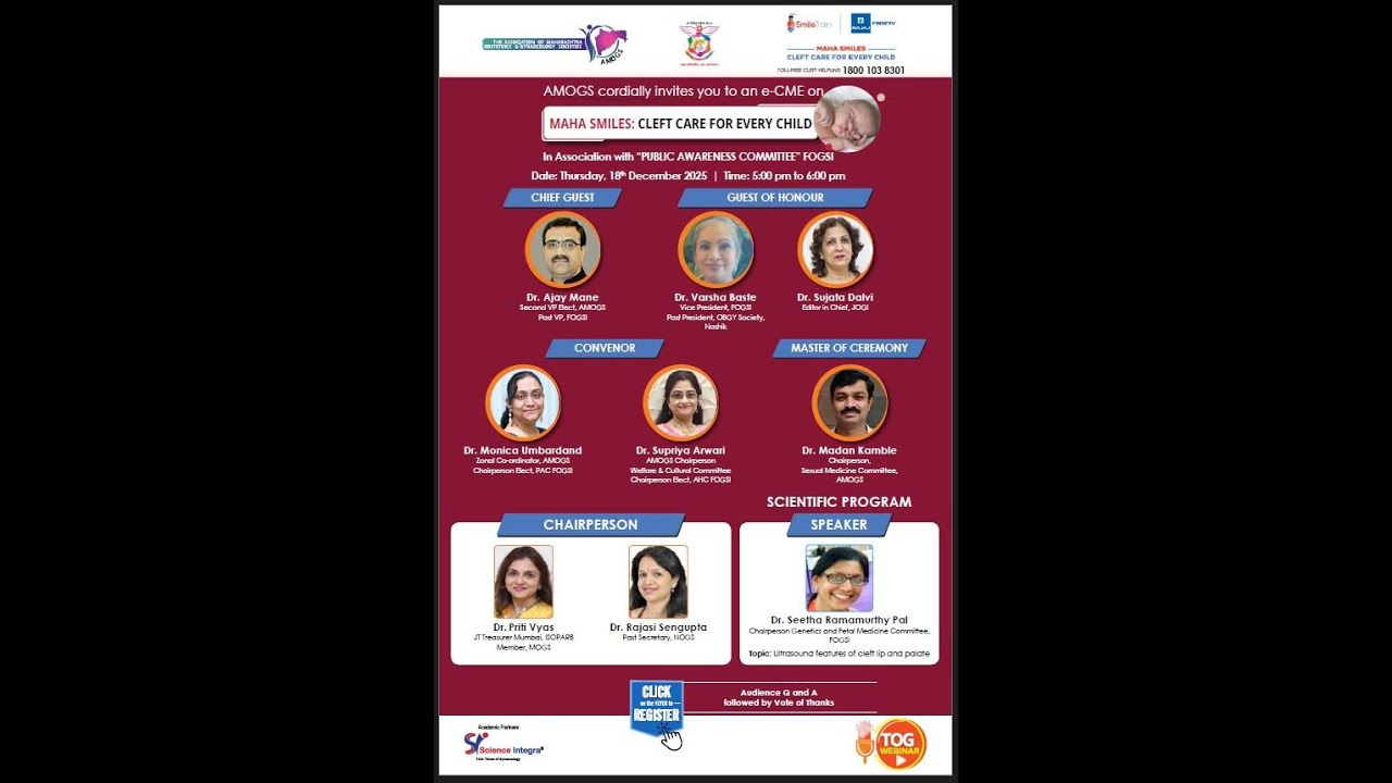 Maha Smiles : Cleft care for every child || 18.12.2025 || TOG Webinar || Science Integra