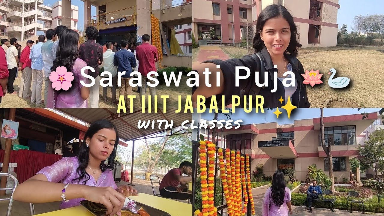 Saraswati Puja at IIIT Jabalpur 🪷🦢 || Final year boys hostel🫧 || and classes 🌱#iiitjabalpur #hostel 