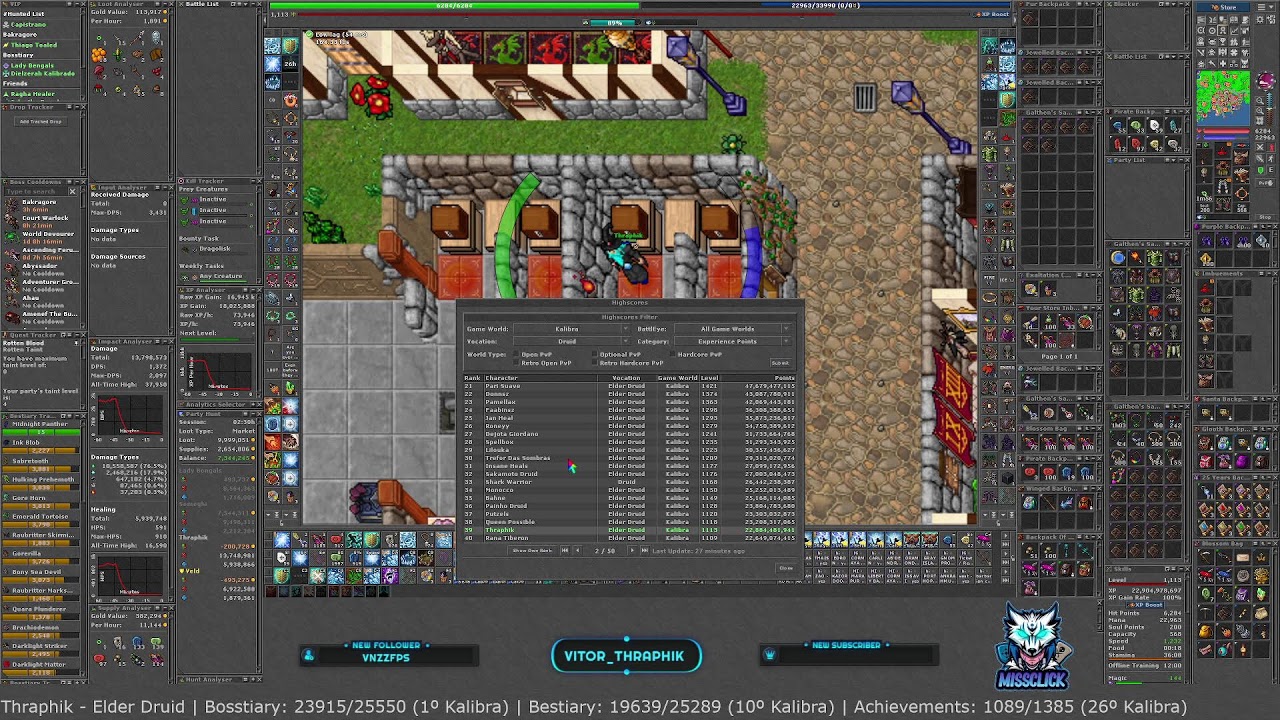 Tibia - Global - Kalibra - ED 1000 | TOP: Bosstiary: 1º | Bestiary: 6º | Achiev: 18º (Ranks Kalibra)