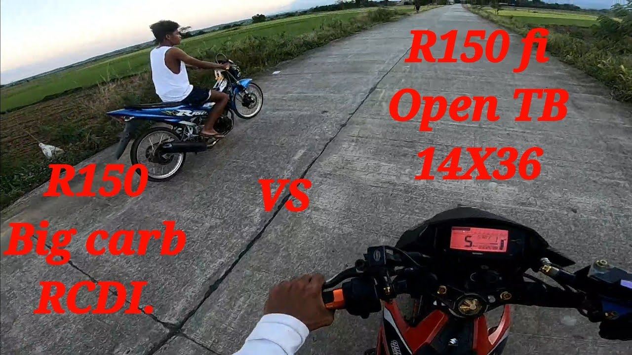 R150fi 14x36 open TB all stock Vs R150 Big carb,RCDi#r150fi #R150
