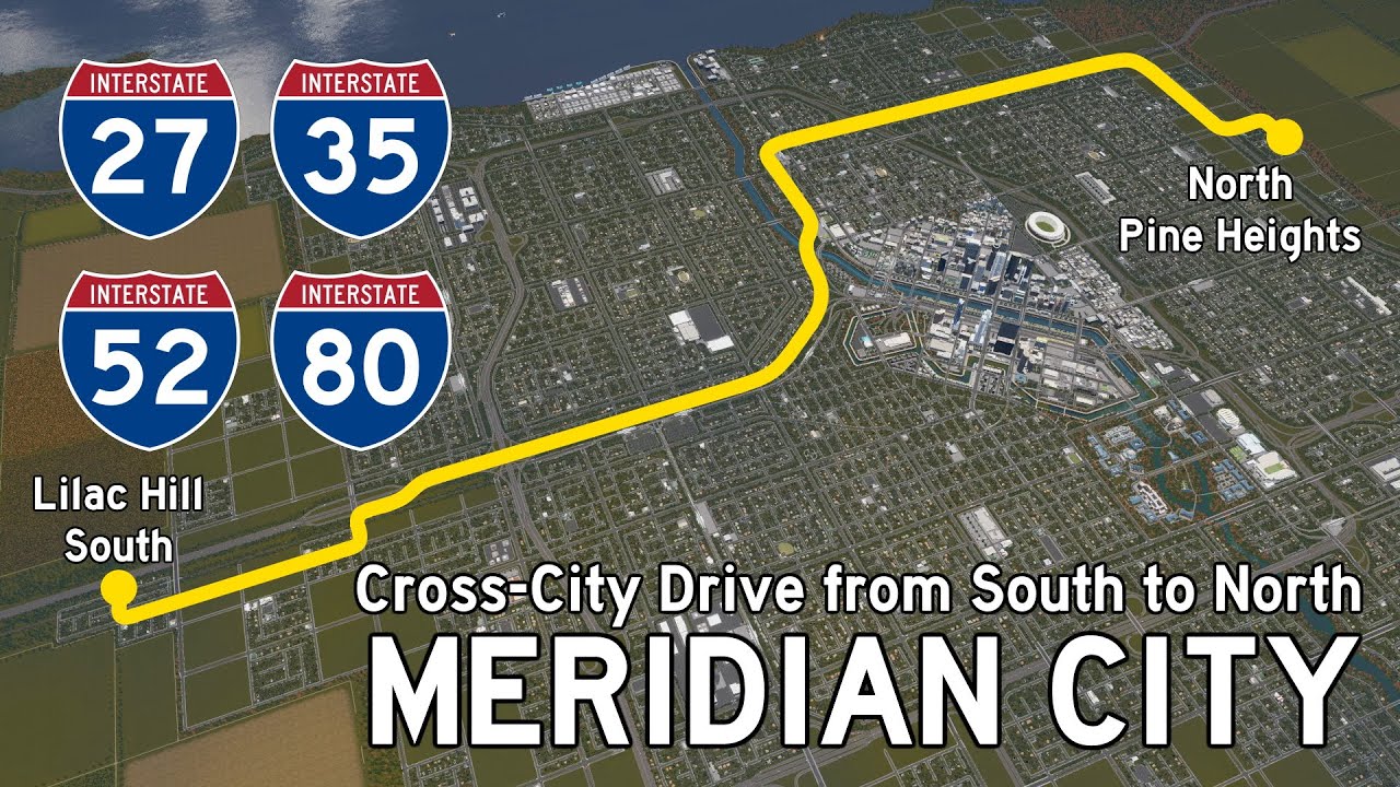 Driving Across a Midwest City - Cities: Skylines - Meridian City
