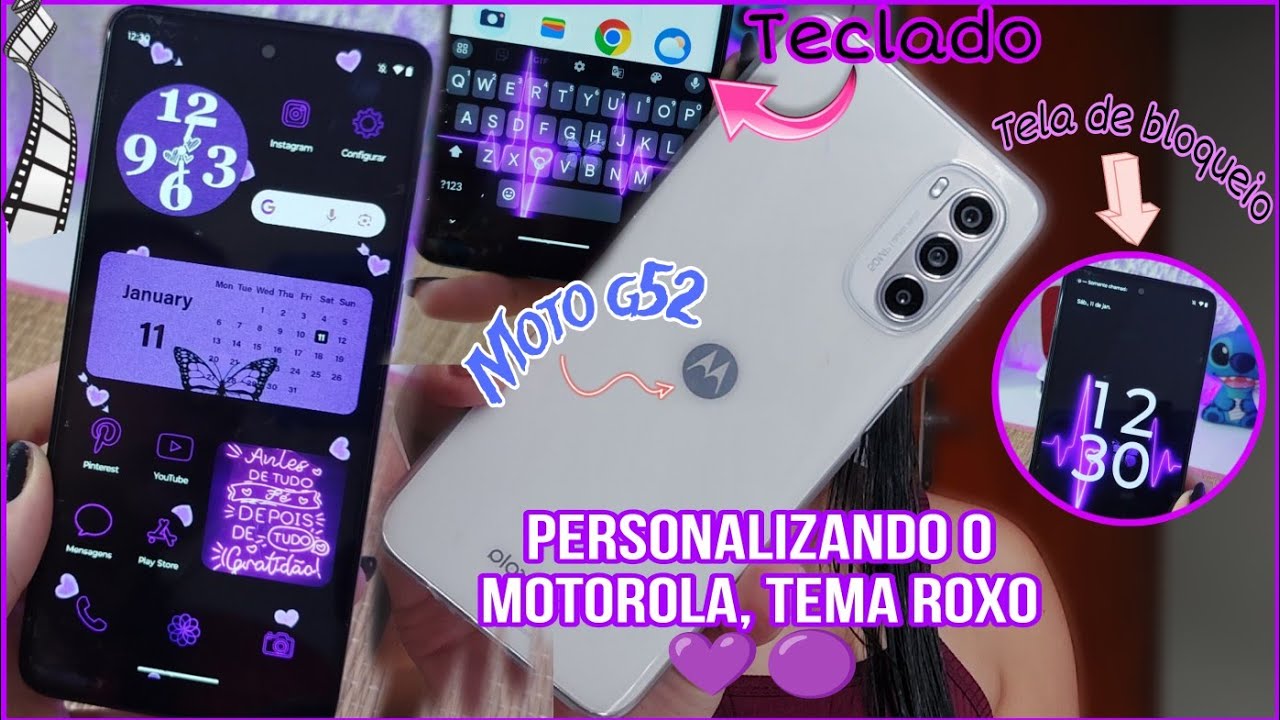 🟣 COMO PERSONALIZAR o seu MOTOROLA ! Tema ROXO 💜