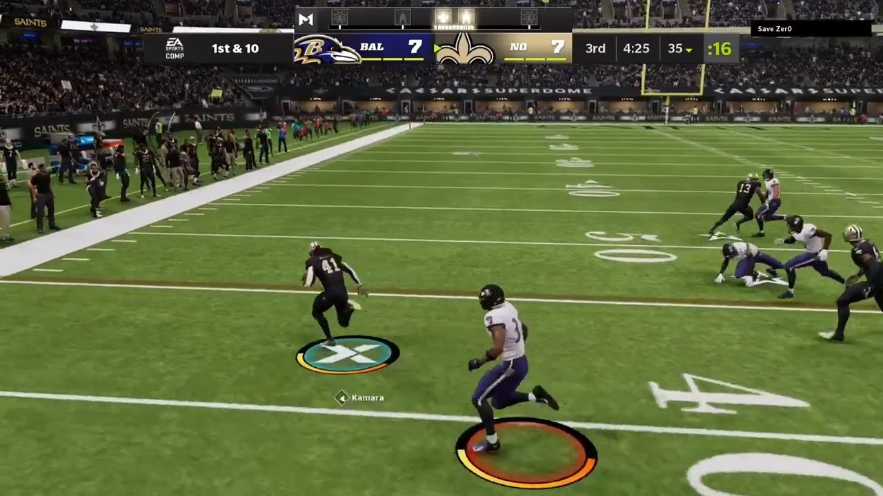 Madden 22 Alvin kamara 65 yards to the house
