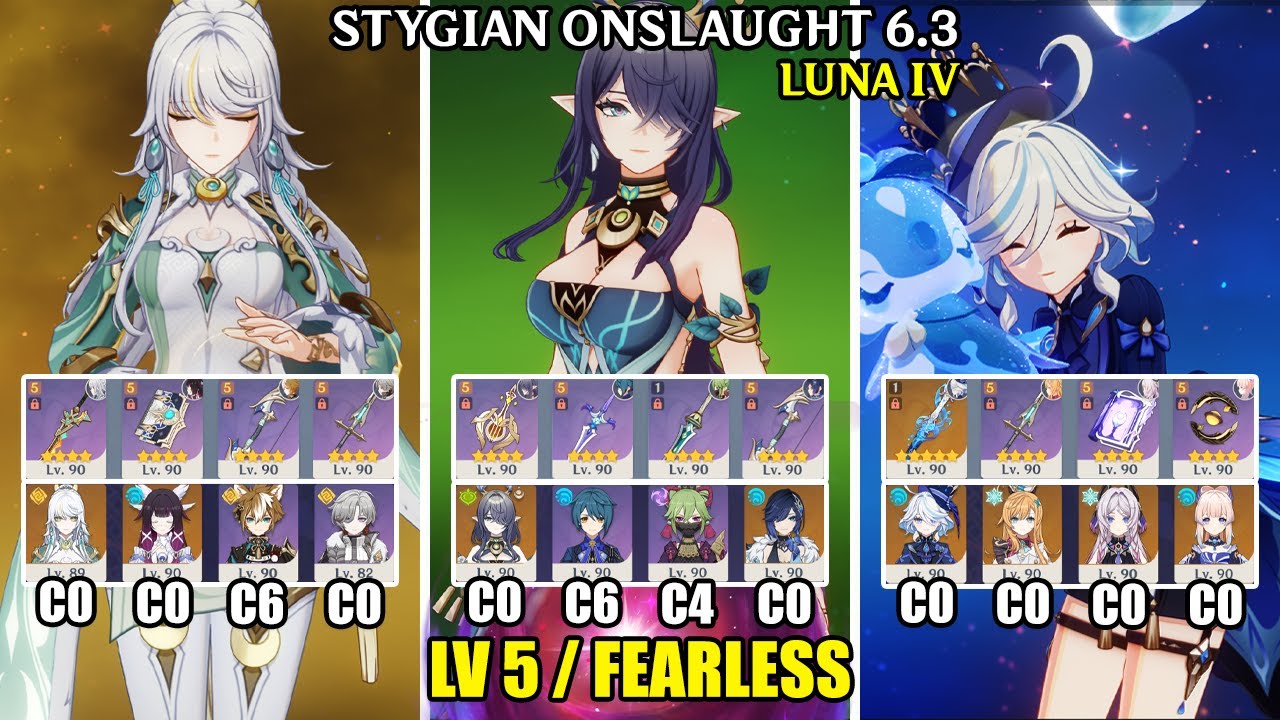 Stygian Onslaught 6.3 - Lv 5 Fearless | C0 Zibai C0 Lauma C0 Furina | Genshin Impact 【原神】