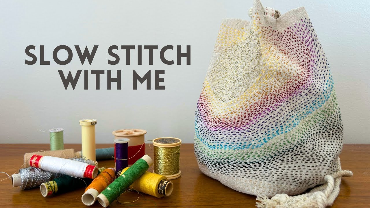 Slow stitch with me - I stitched with thrifted threads and it turned out amazing at the end!