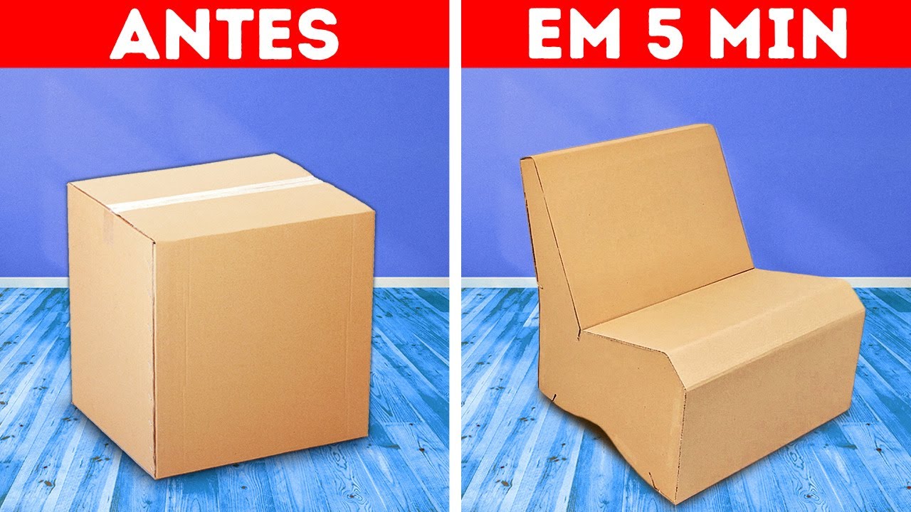 MÓVEIS DIY BARATOS DE PAPELÃO E ARTESANATOS PARA DECORAÇÃO DE CASA