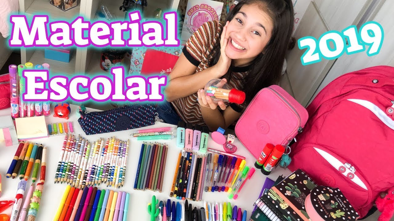 MEU MATERIAL ESCOLAR 2019 📚COMPLETO🤪 - Na mala da Mila