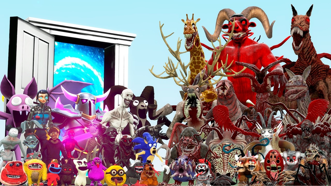 MAGIC DOOR, CURSED RAM AND PEKKA VS INFECTED ZOOCHOSIS ANIMALS (Garry's Mod)