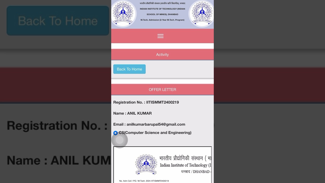 Finally now received offer letter from iit . 