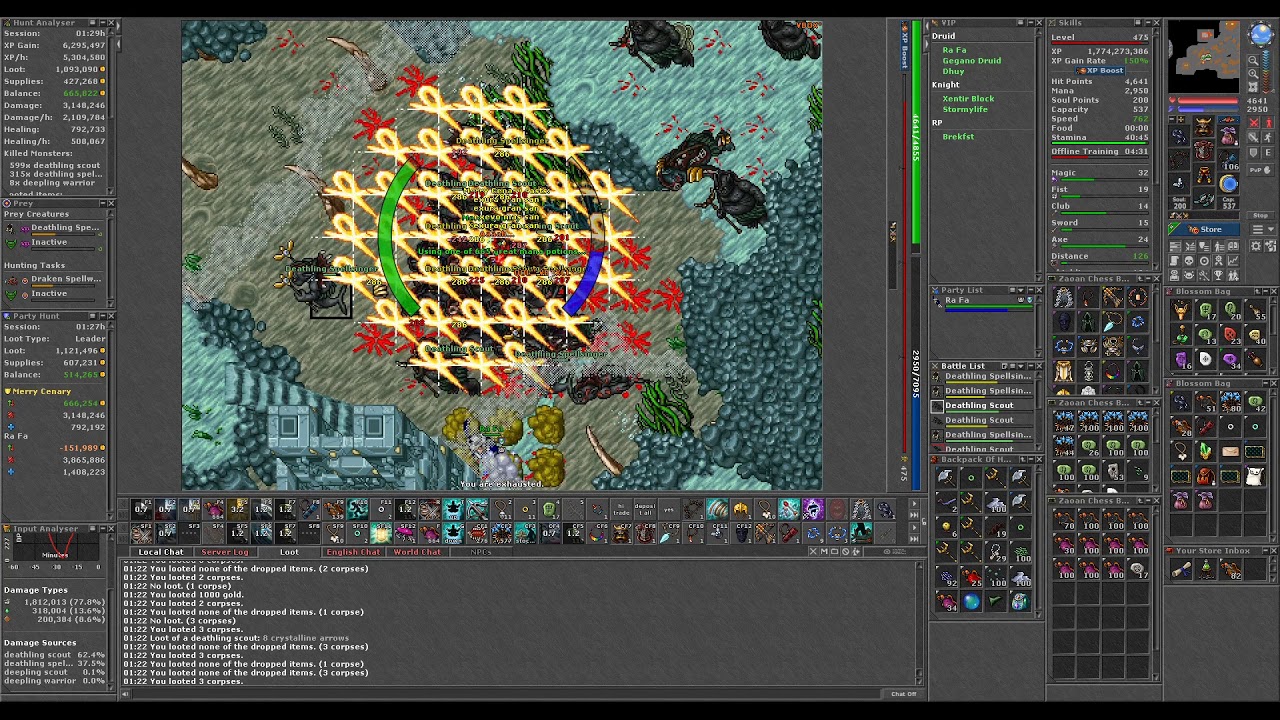 Tibia Deathlings Hunt Paladin Tank 475 RP 565 ED
