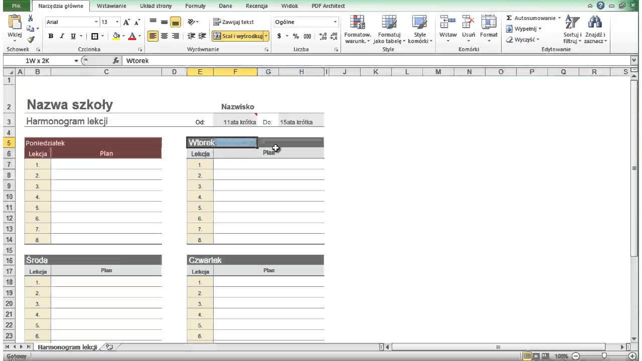 Excel - podstawy. Szablony.