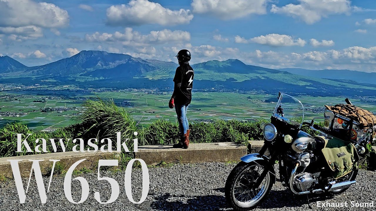 [Kawasaki W650] Кюсю, Асо летом. Индивидуальное путешествие из Осаки через Сикоку!