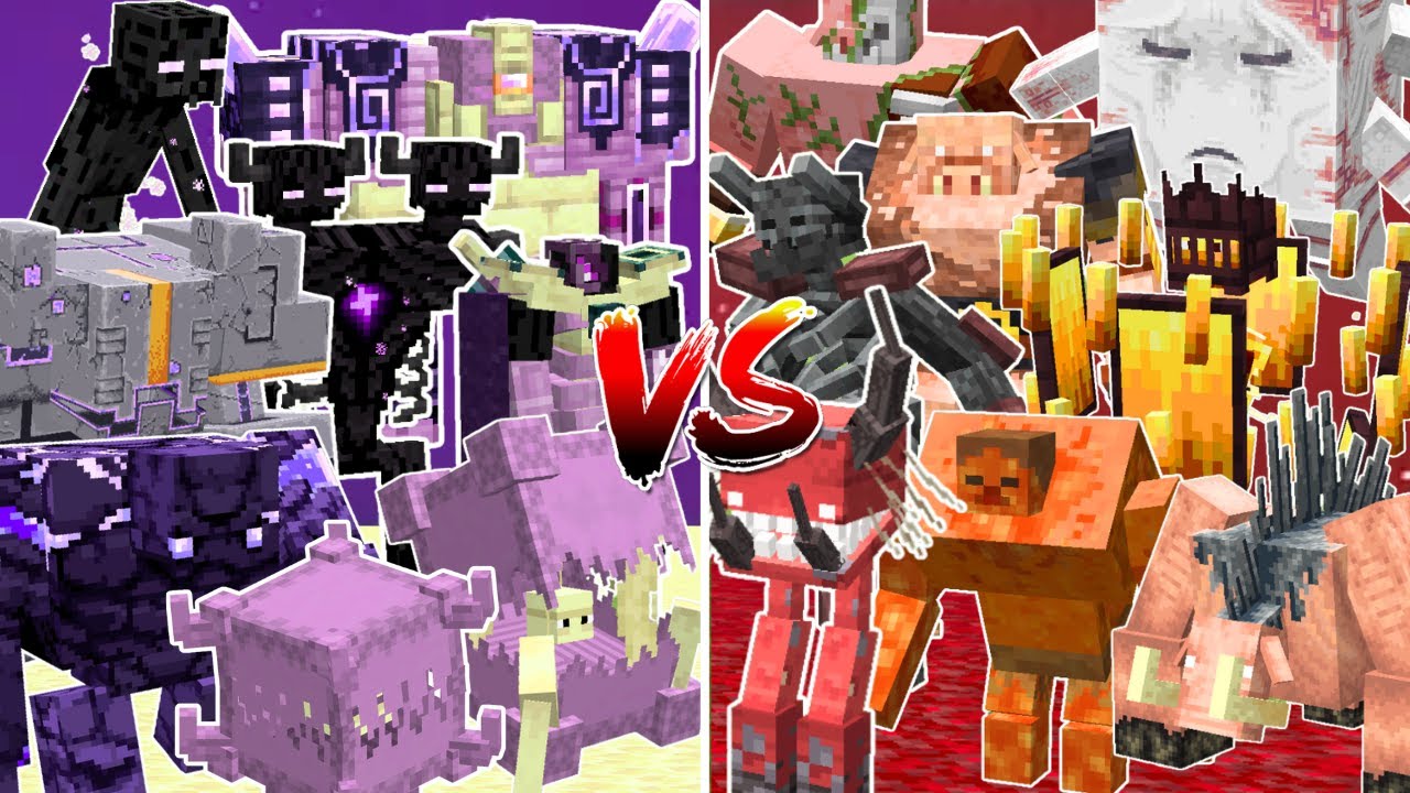 ALL MINECRAFT MUTANT END MOBS vs ALL MINECRAFT MUTANT NETHER MOBS | Minecraft Mob Battle