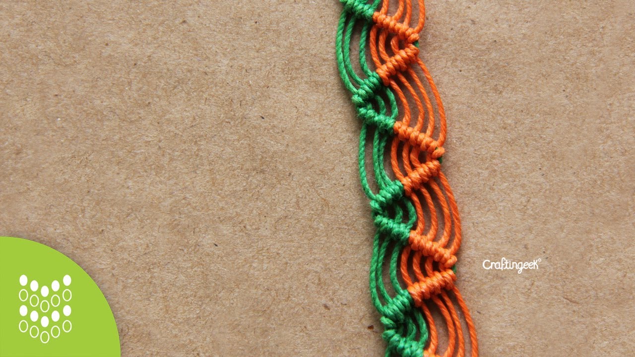 Pulsera Zig-zag de Macramé Cavandoli: Diseño sencillo.