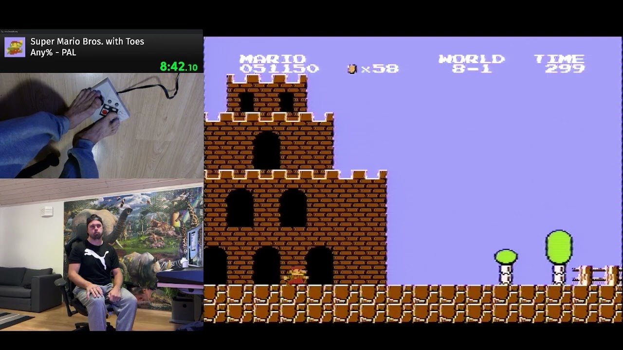 Beated Super Mario Bros. with Toes