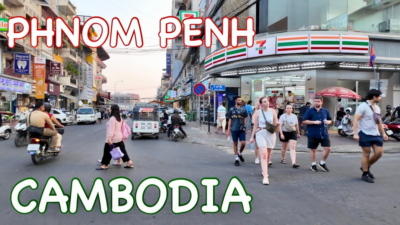 Real Street Scene Walking Virtual Tour Phnom Penh Cambodia 4K Walk