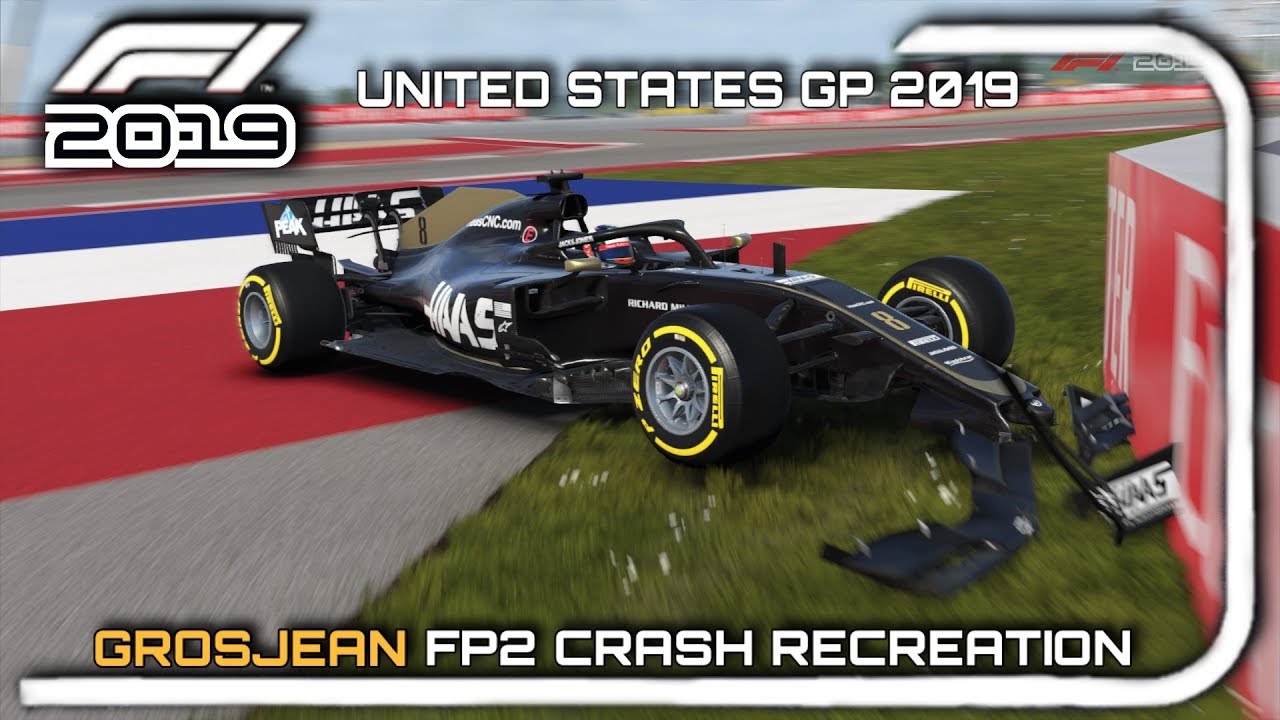 F1 2019 RECREATION: GROSJEAN CRASH FP2 US GP 2019