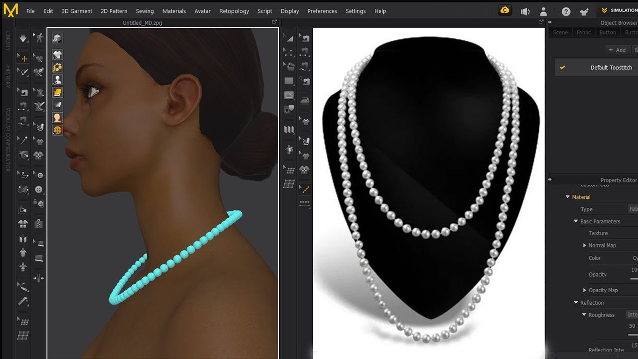 Pearl Necklace in Marvelous Designer/Clo3D|Làm trang sức trên Clo3D | Fashion3D