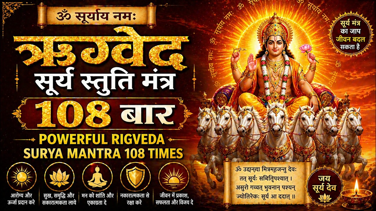 ऋग्वेद सूर्य स्तुति मंत्र 108 बार | Powerful Rigveda Surya Mantra 108 Times | Sun God Mantra