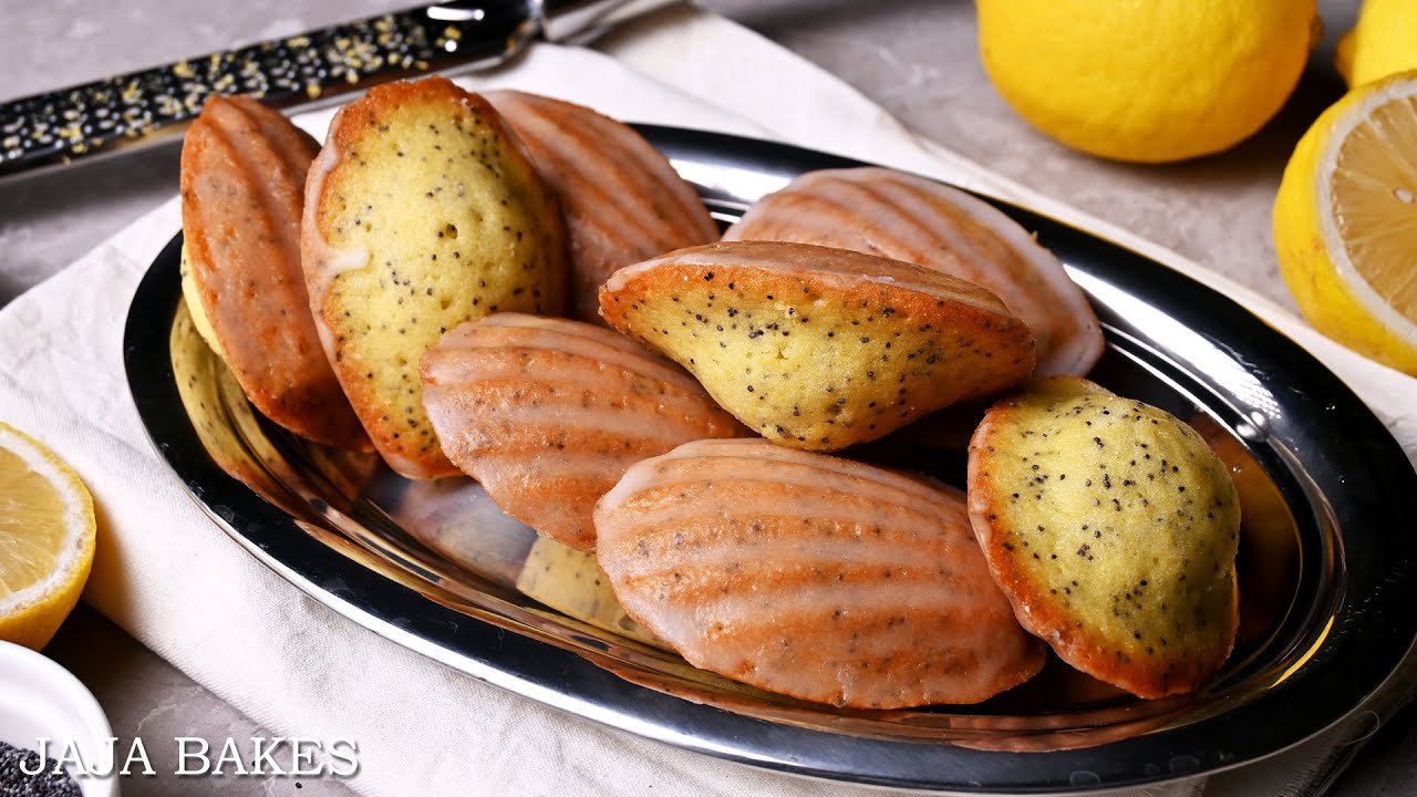 Lemon Poppy Seed Madeleines With Lemon Glaze | Jaja Bakes