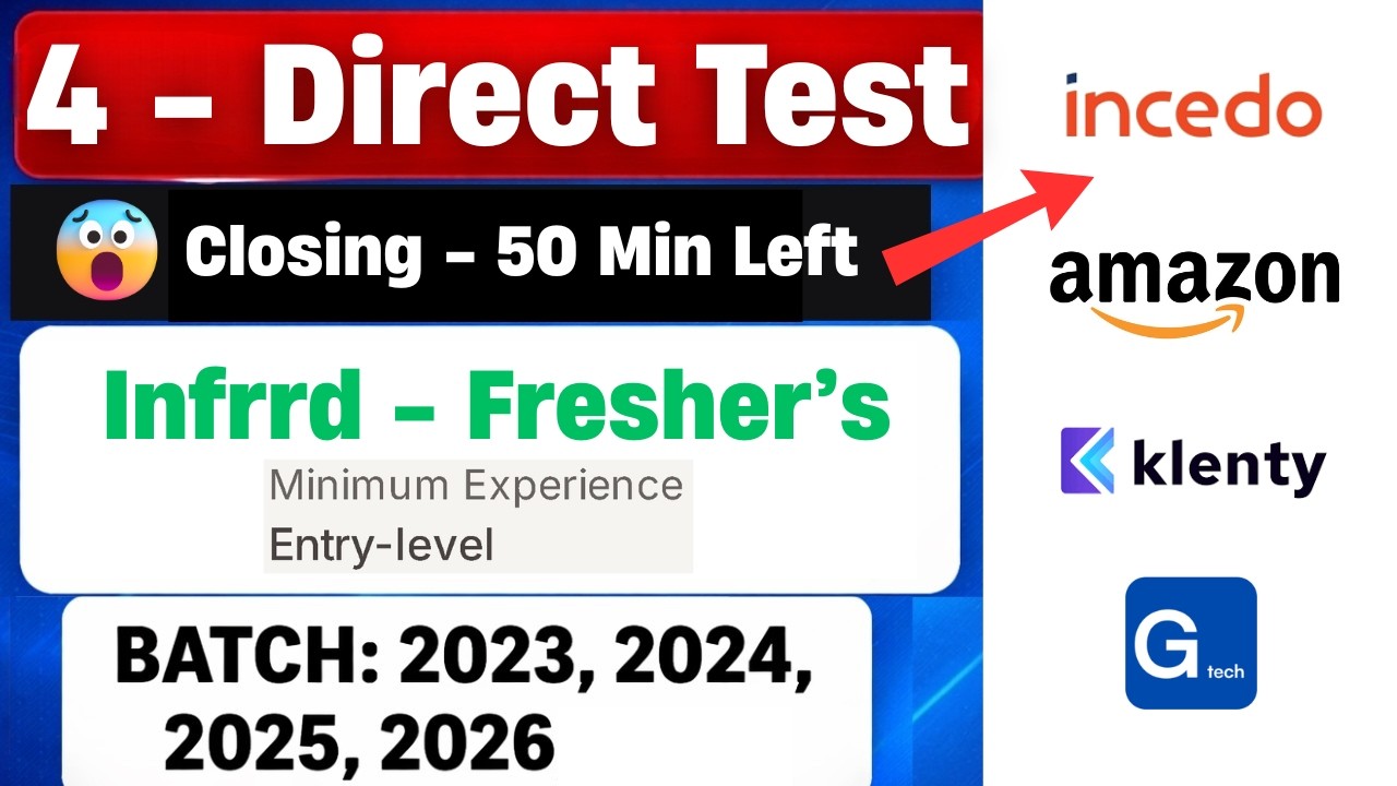 🔥4 - Direct Test Hiring ❌No Shortlisting | Infrrd, Amazon | 2026 Batch Hiring | hire me plz