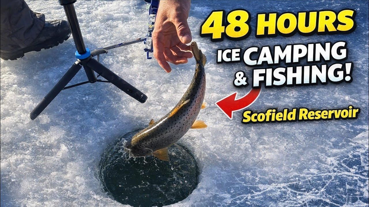 Кемпинг и подледная рыбалка на водохранилище Скофилд в течение 48 часов! ❄️🎣