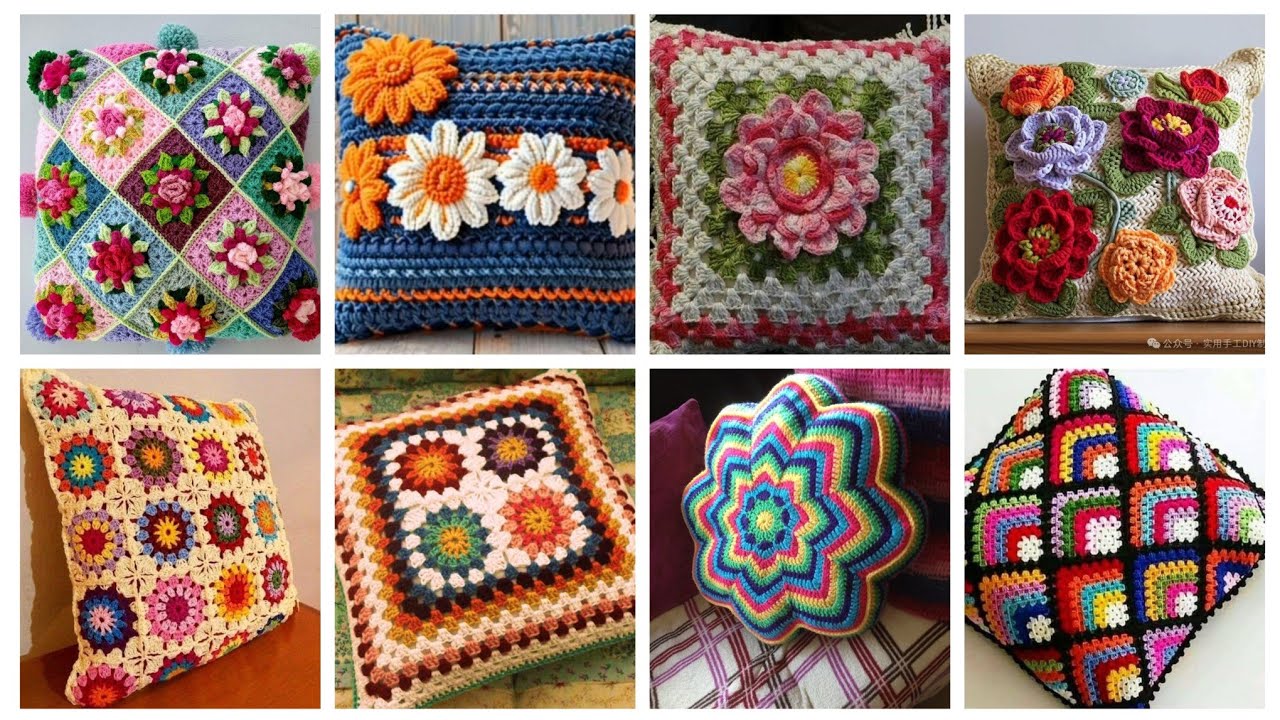 Beautiful and stylish crochet cushion designs #unique new pillows covers ideas