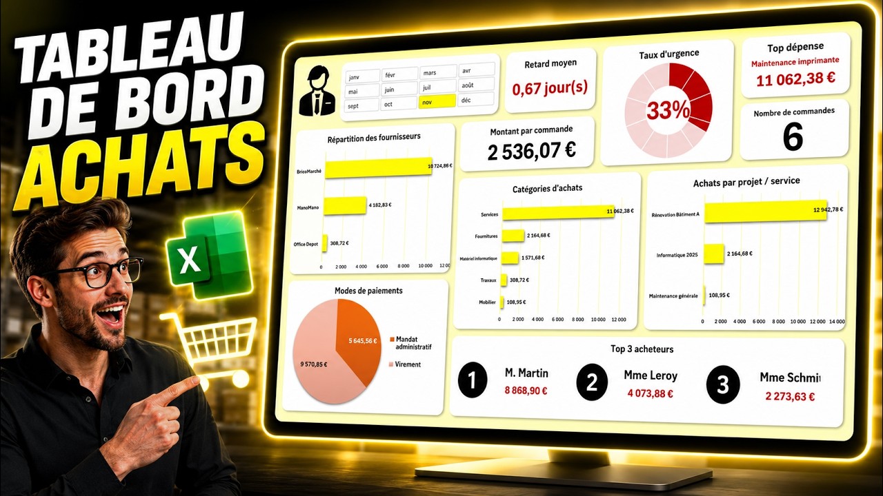 Créer un tableau de bord ACHATS | EXCEL