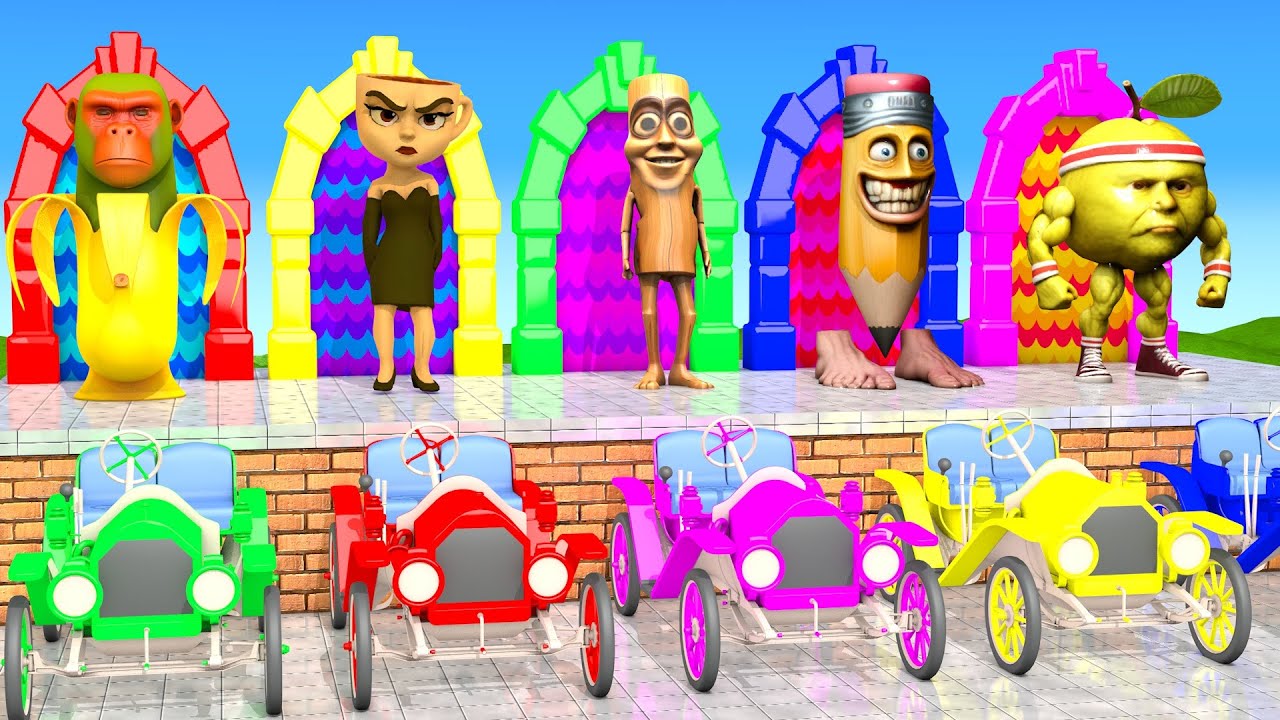 Long Slide Game With Cow Elephant Gorilla Hippopotamus Tiger 3d Animal Game Funny 3d Animals